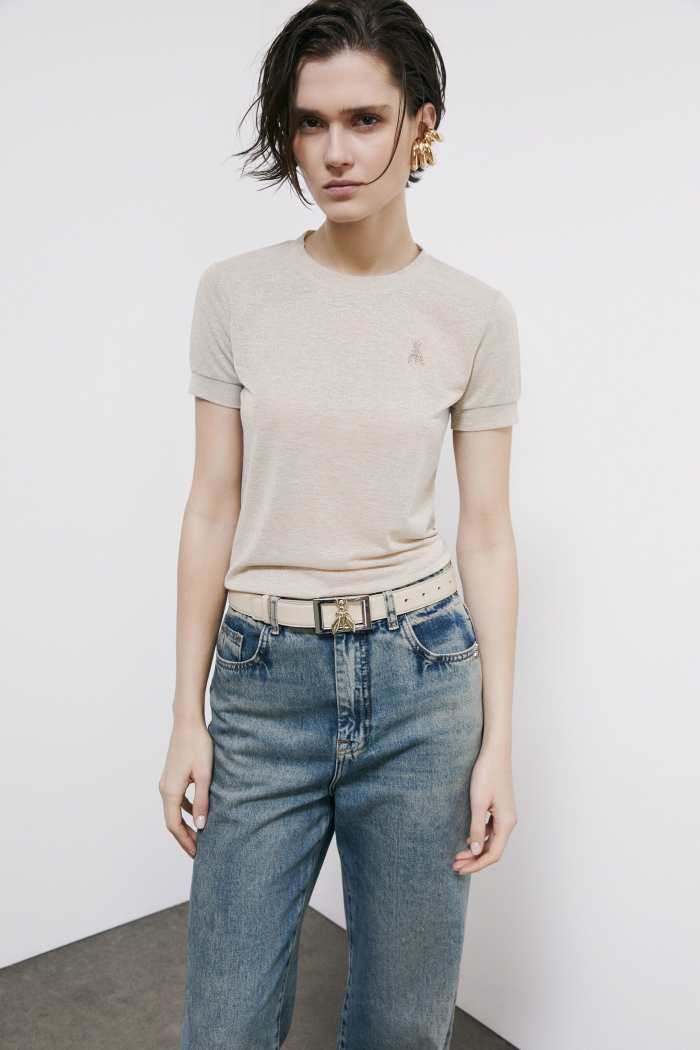 T-shirt in maglia con logo strass - Patrizia Pepe - immagine 2