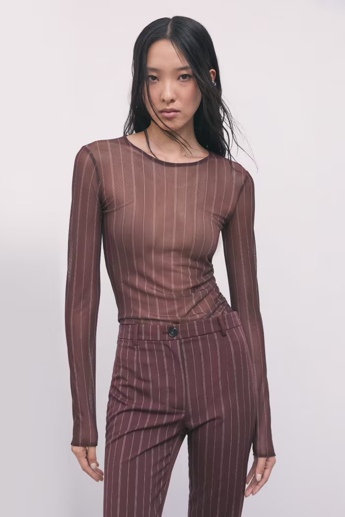 Top in tulle con motivo gessato - Patrizia Pepe - immagine 3
